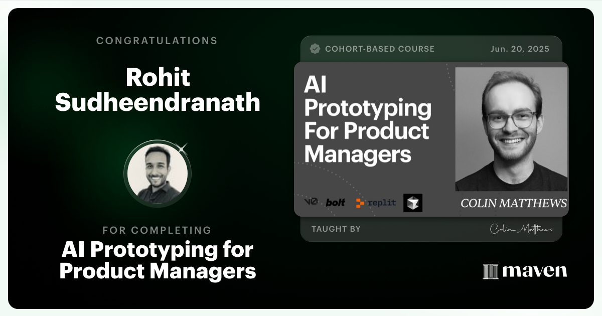 Certificate of Completion for AI Prototyping for Product Managers