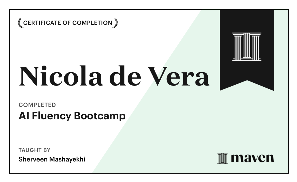 Certificate for AI Fluency Bootcamp