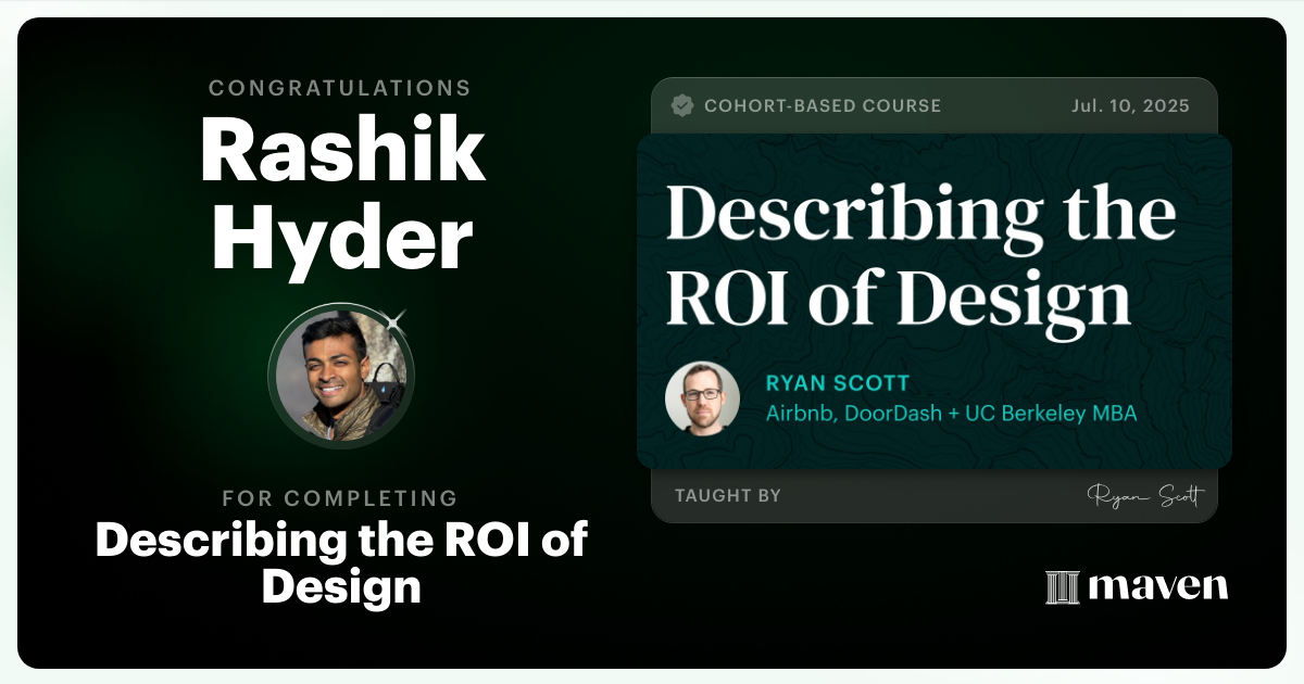 Certificate of Completion for Describing the ROI of Design
