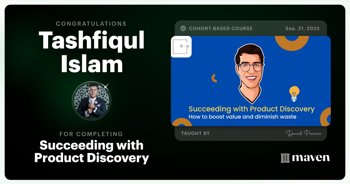 Certificate of Completion for Mastering Product Discovery