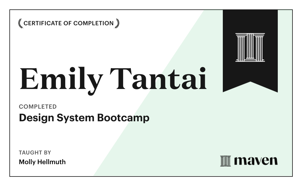 Certificate for Design System Bootcamp