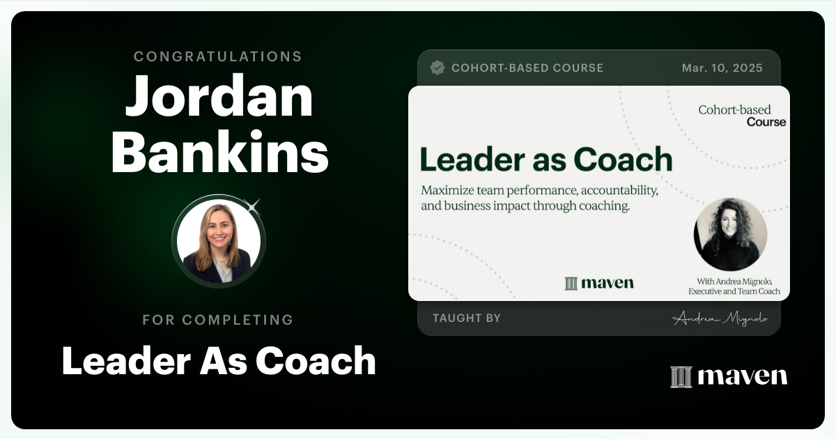 Certificate of Completion for Leader As Coach