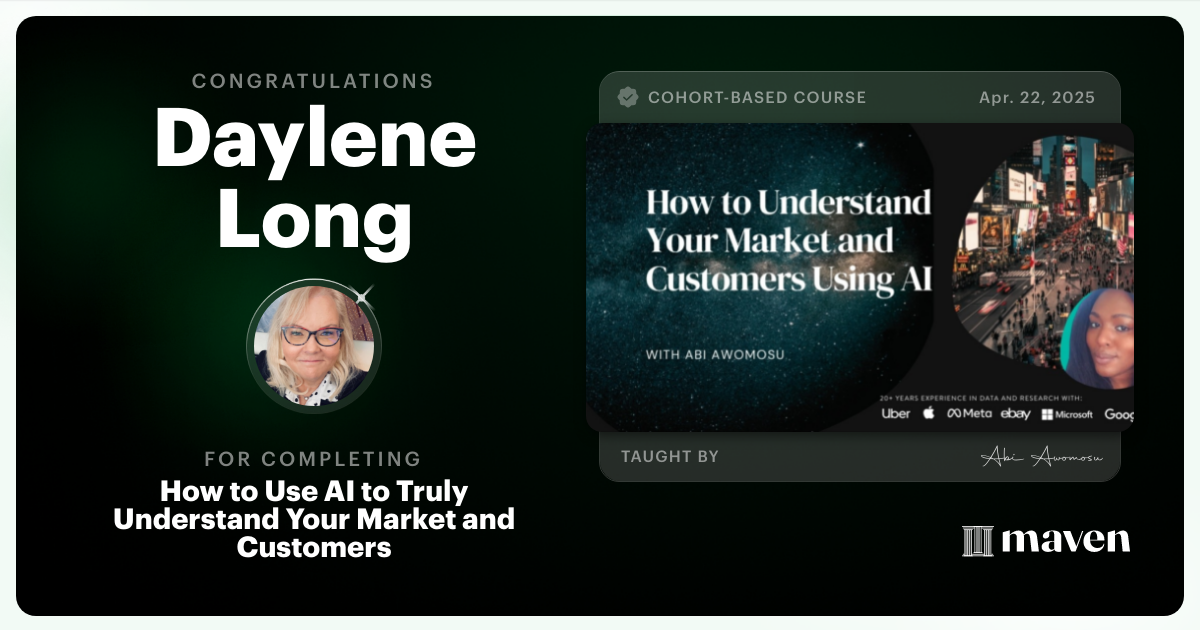 Certificate of Completion for The Billion Person Focus Group® - Find the Truths Traditional Research Misses