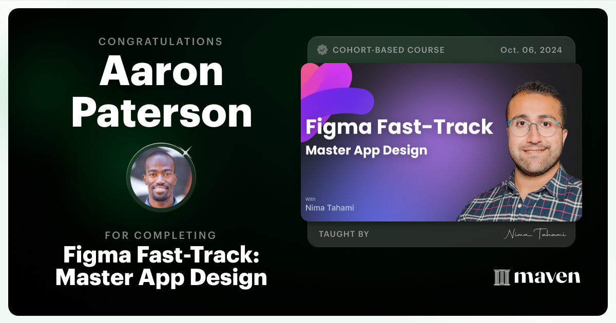 Certificate of Completion for Design Apps Faster in Figma, Deliver with Confidence
