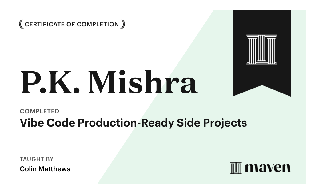 Certificate for Vibe Code Production-Ready Side Projects