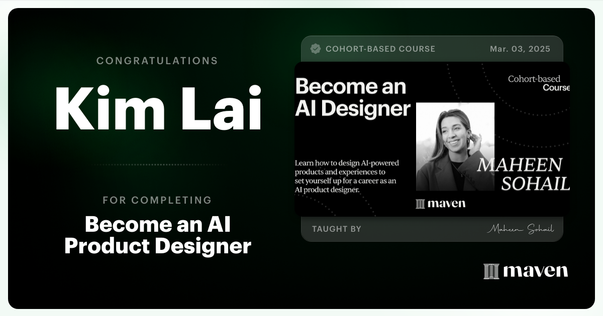 Certificate of Completion for Become an AI Product Designer