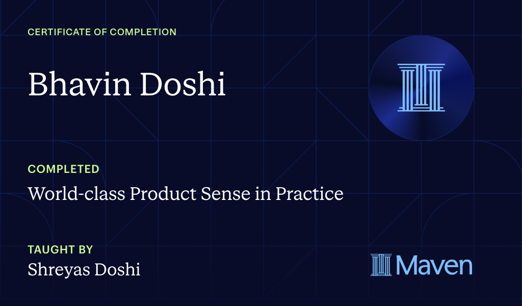 Certificate for World-class Product Sense in Practice