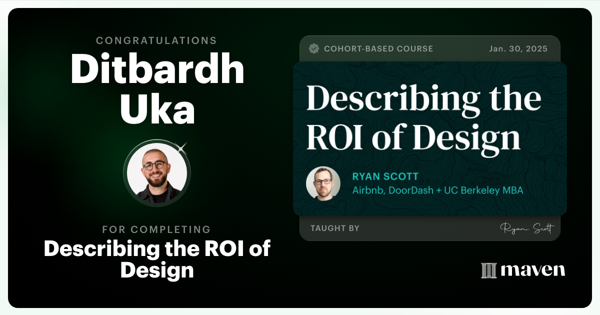 Certificate of Completion for Describing the ROI of Design
