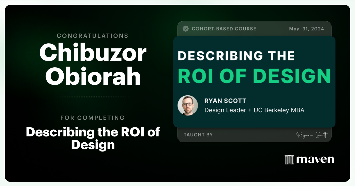 Certificate of Completion for Describing the ROI of Design