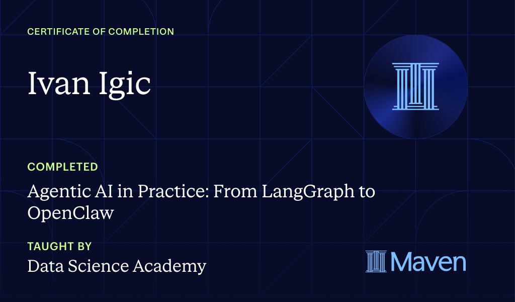 Certificate for Agentic AI in Practice: From LangGraph to OpenClaw