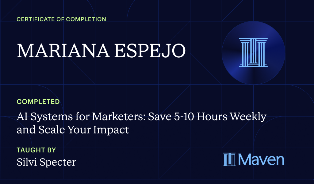 Certificate for AI Systems for Marketers: Save 5-10 Hours Every Week