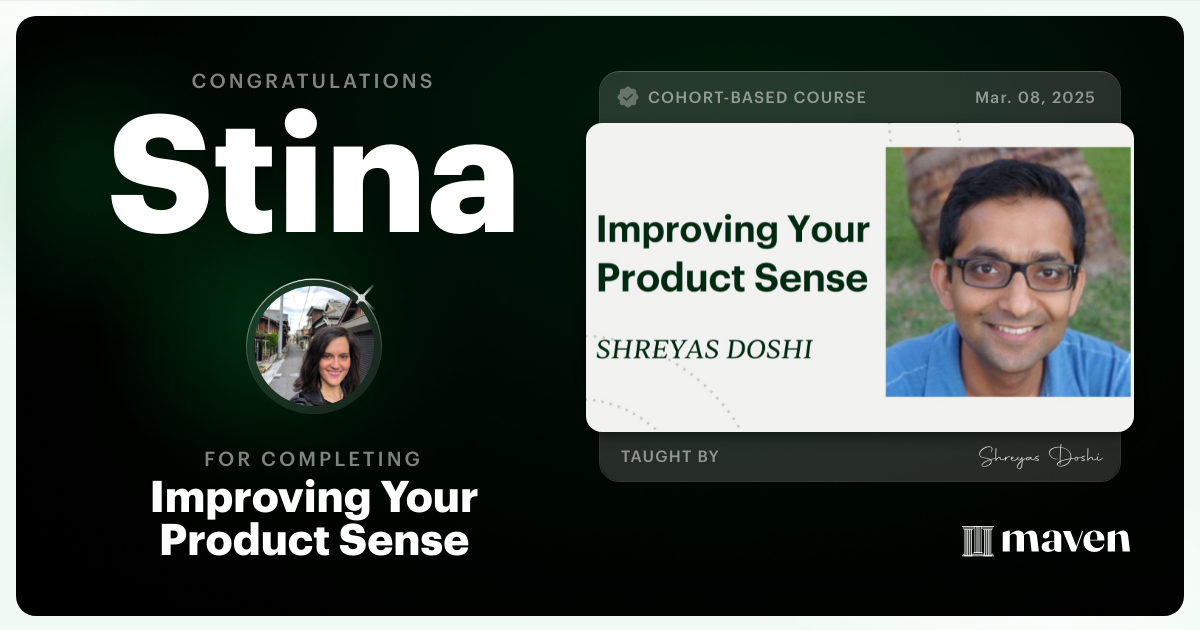 Certificate of Completion for World-class Product Sense in Practice