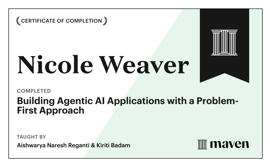 Certificate for Building Agentic AI Applications with a Problem-First Approach