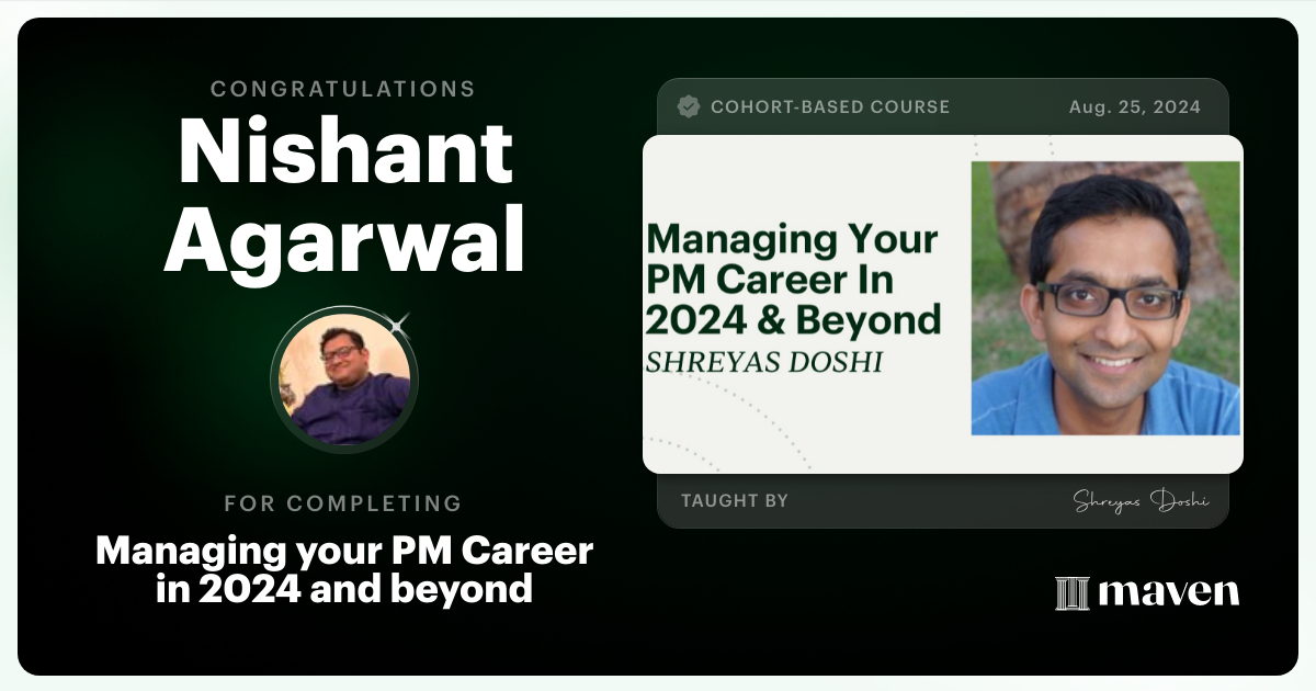 Certificate of Completion for Managing your PM Career in 2025 and beyond
