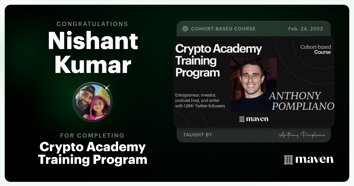 Certificate of Completion for Crypto Academy Training Program