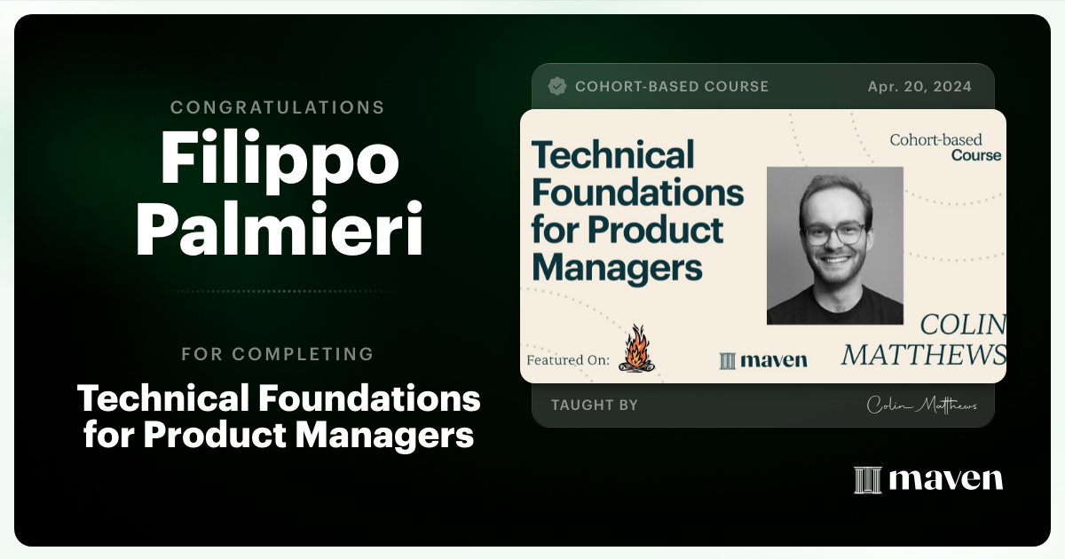 Certificate of Completion for Technical Foundations for Product Managers