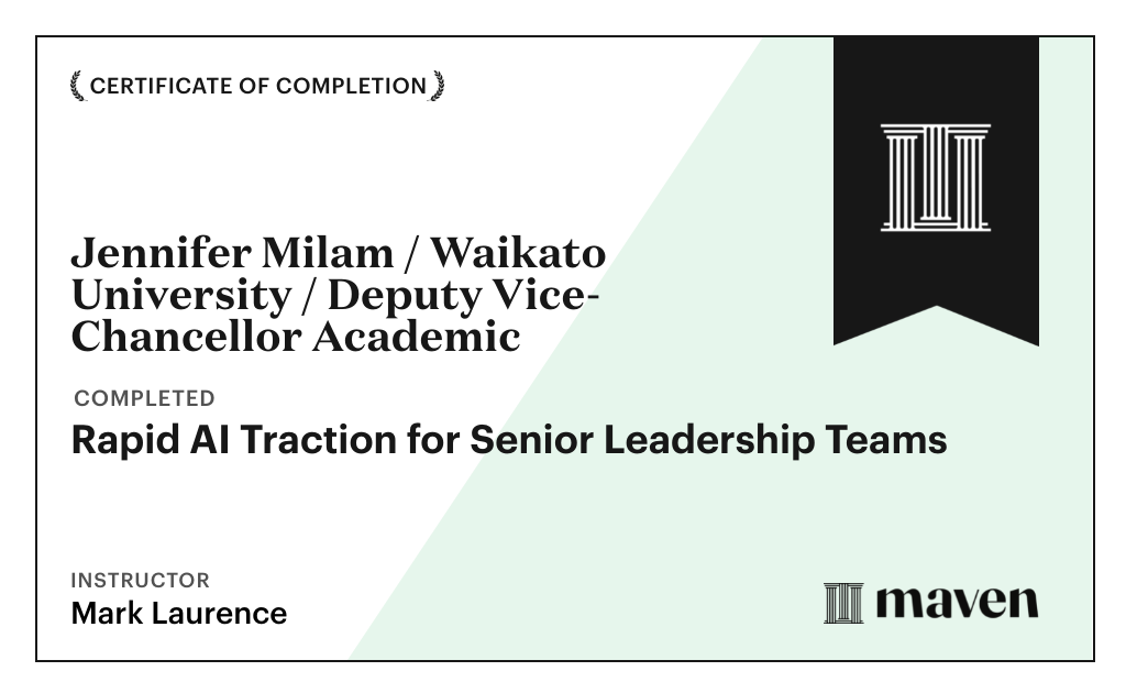 Certificate for Rapid AI Traction for Senior Leadership Teams