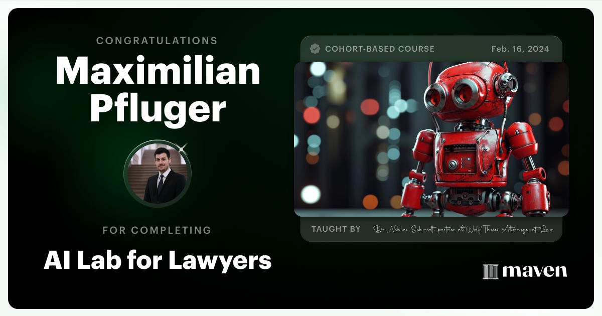 Certificate of Completion for AI Lab for Lawyers