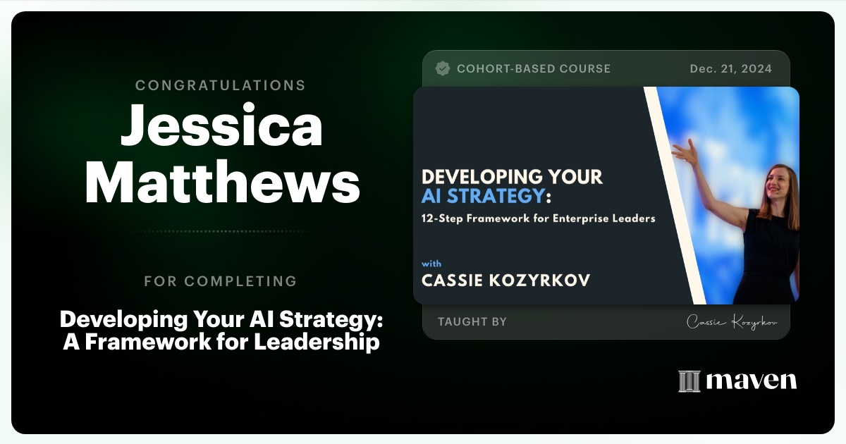 Certificate of Completion for Developing Your AI Strategy: A Framework for Leadership
