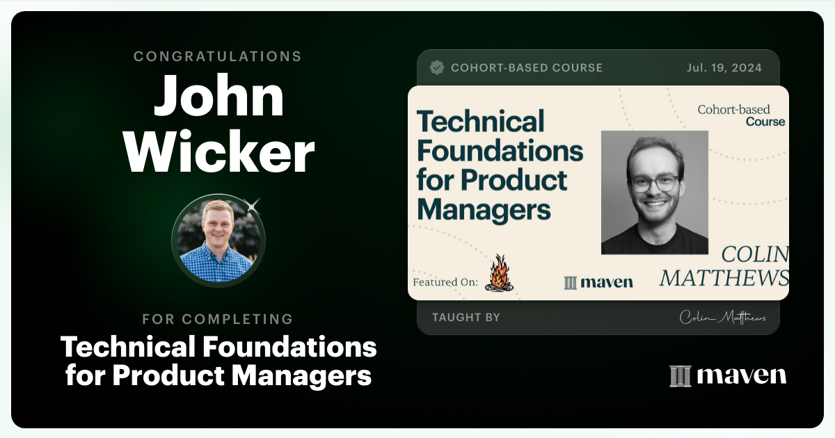 Certificate of Completion for Technical Foundations for Product Managers