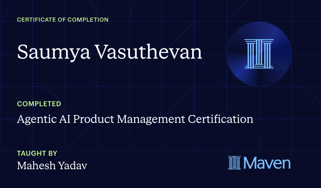 Certificate for Agentic AI Product Management Certification