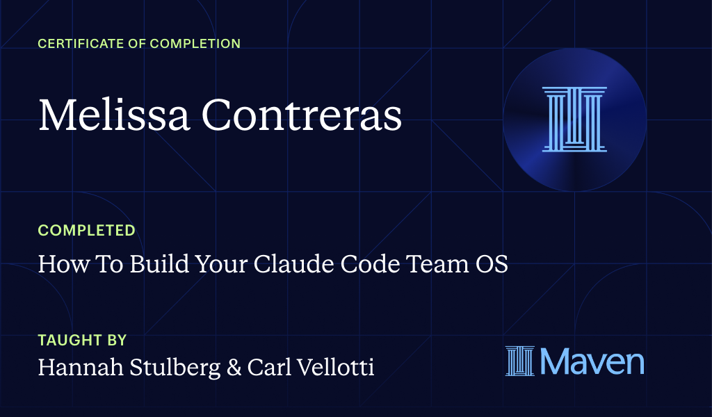 Certificate for How To Build Your Claude Code Team OS