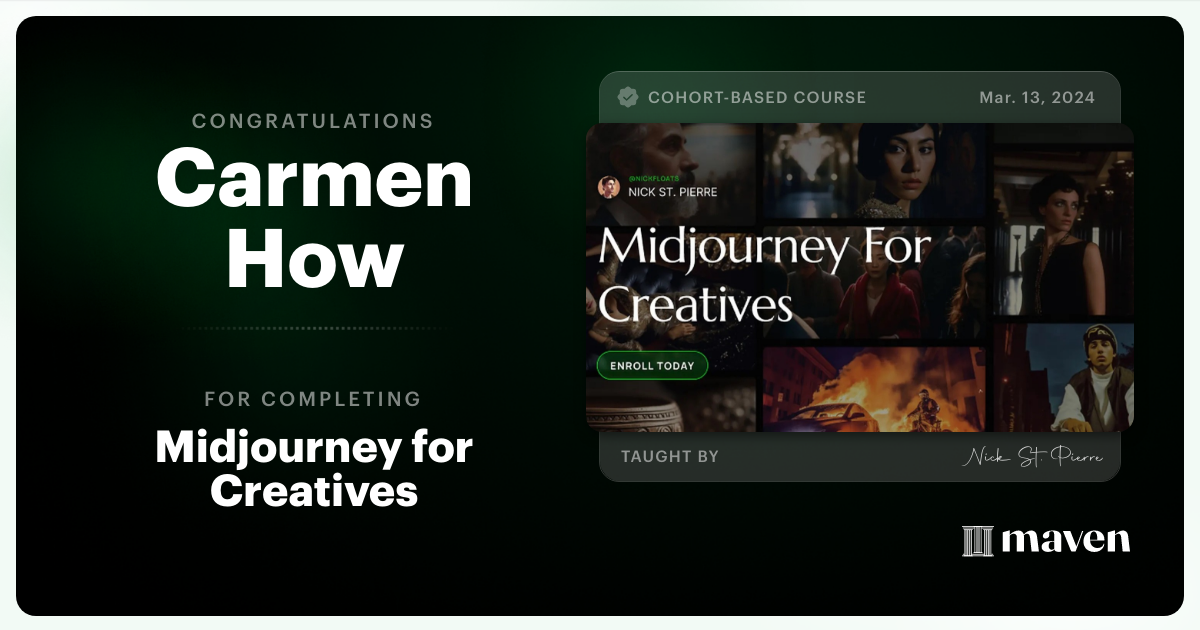 Certificate of Completion for Midjourney for Creatives