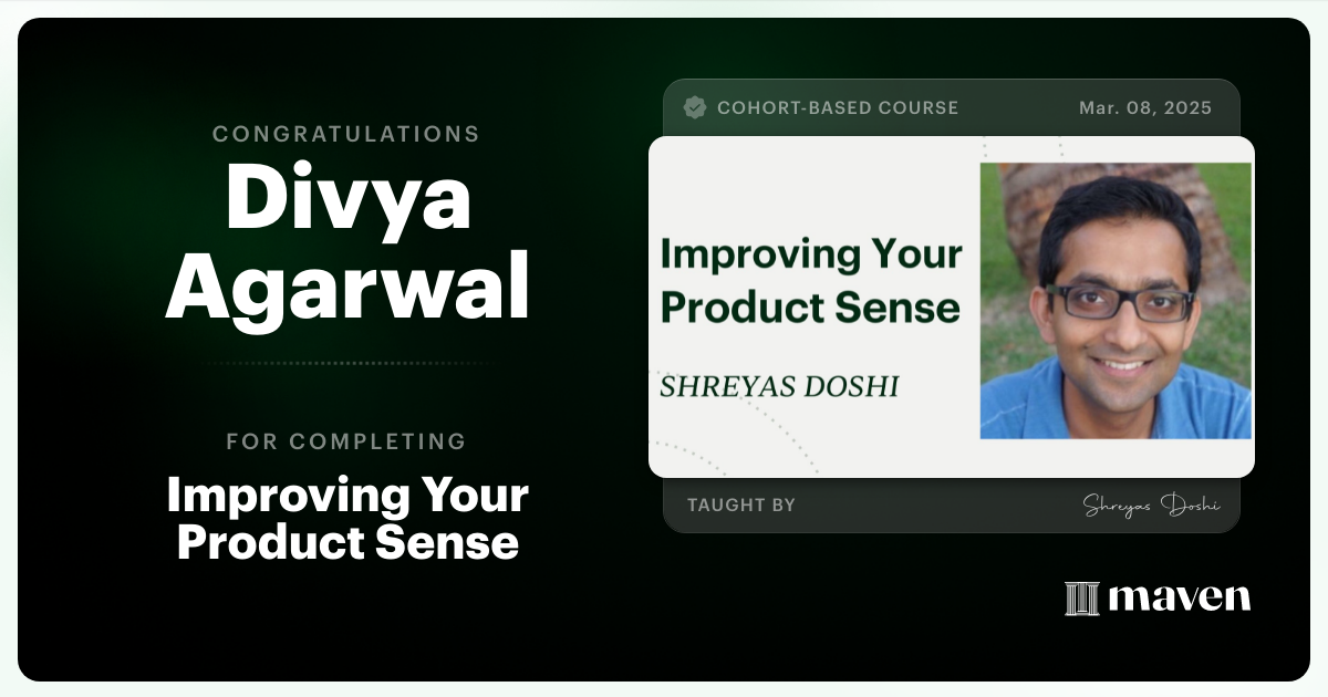 Certificate of Completion for World-class Product Sense in Practice