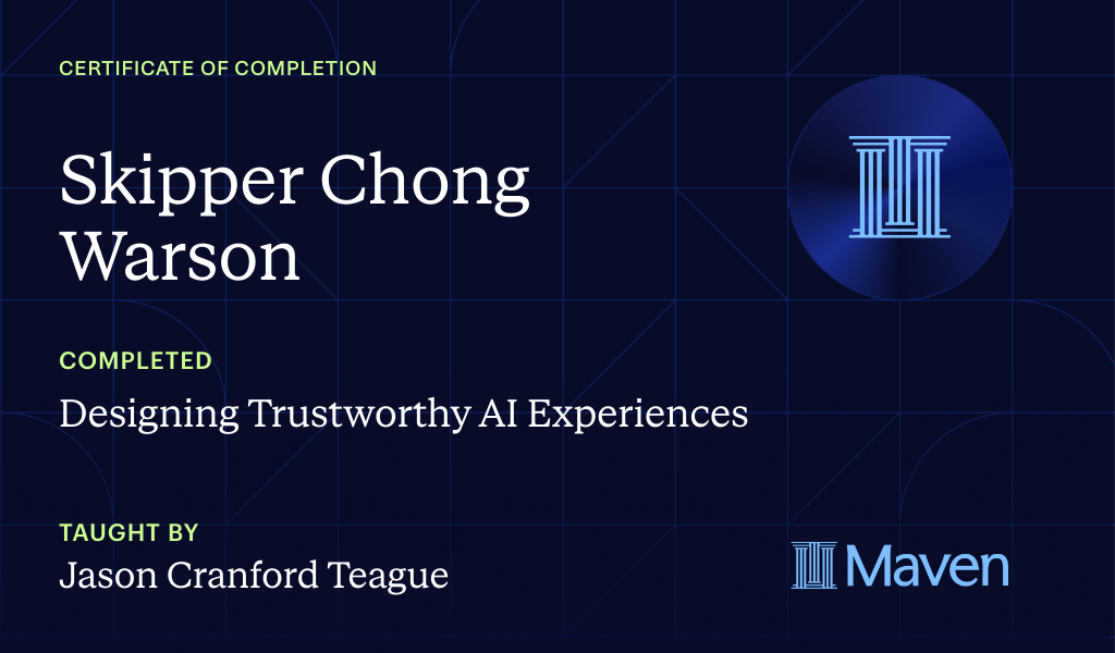 Certificate for Designing Trustworthy AI Experiences