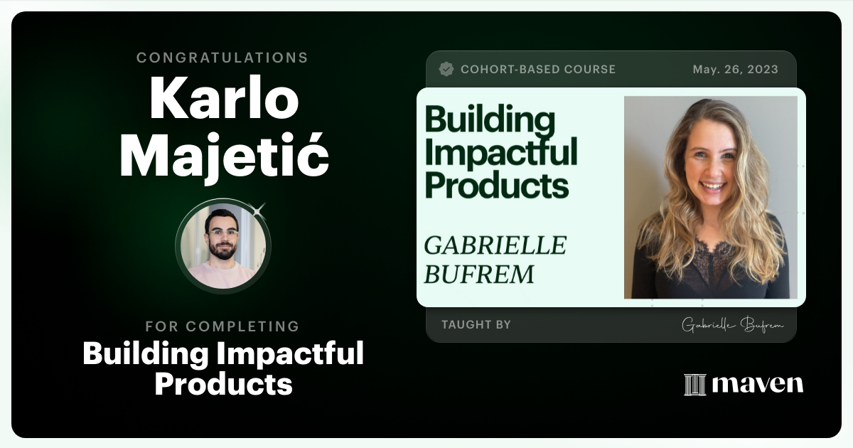 Certificate of Completion for Building Impactful Products