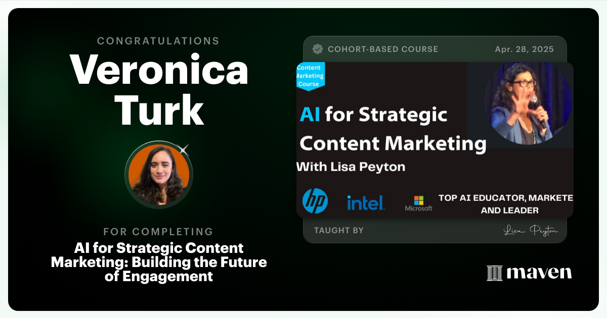Certificate of Completion for AI for Strategic Content Marketing: Building the Future of Engagement