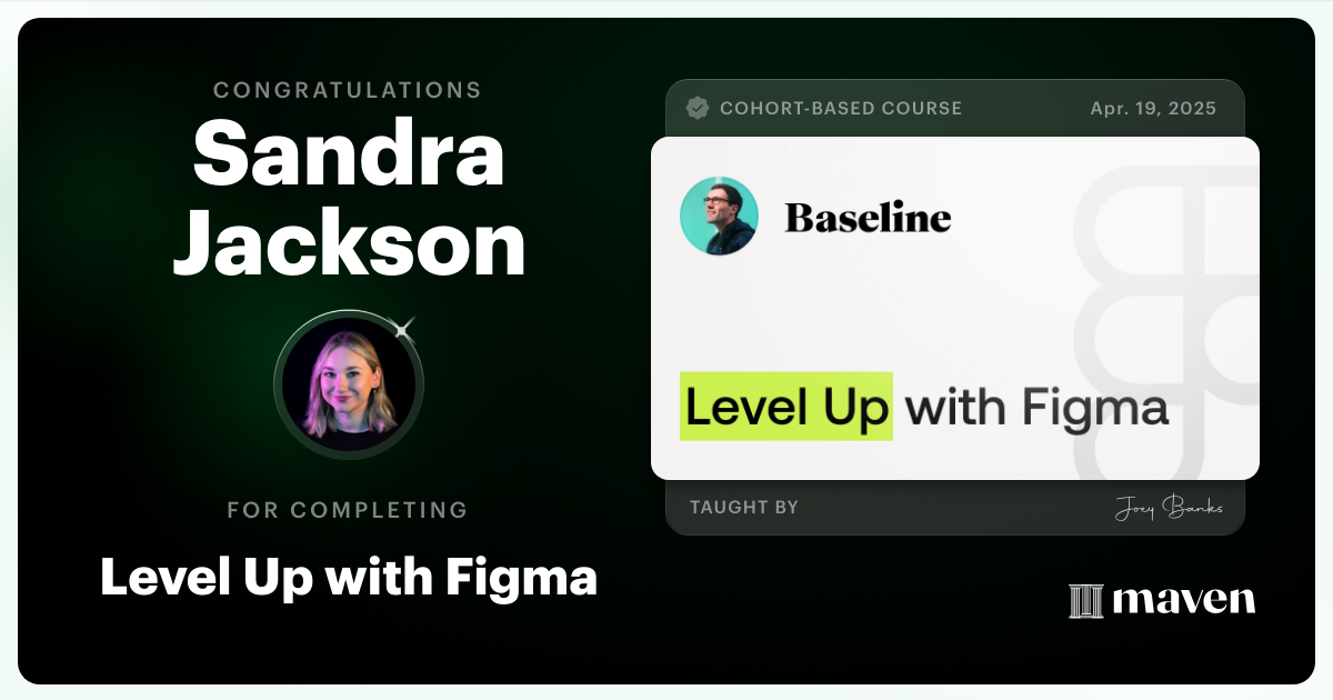 Certificate of Completion for Level Up with Figma