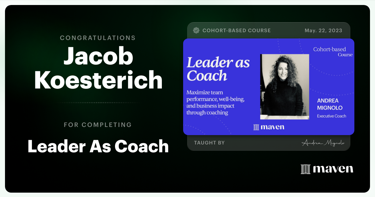 Certificate of Completion for Leader As Coach