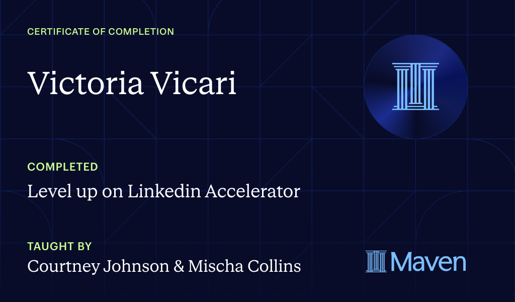 Certificate for Level up on Linkedin Accelerator
