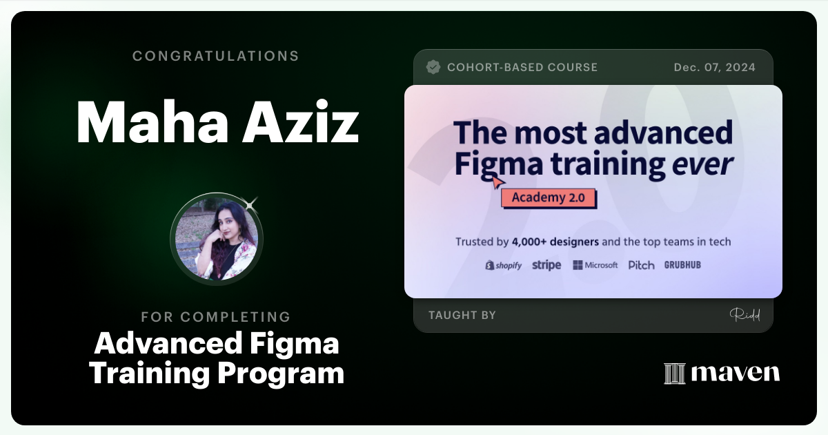 Certificate of Completion for Advanced Figma Training Program