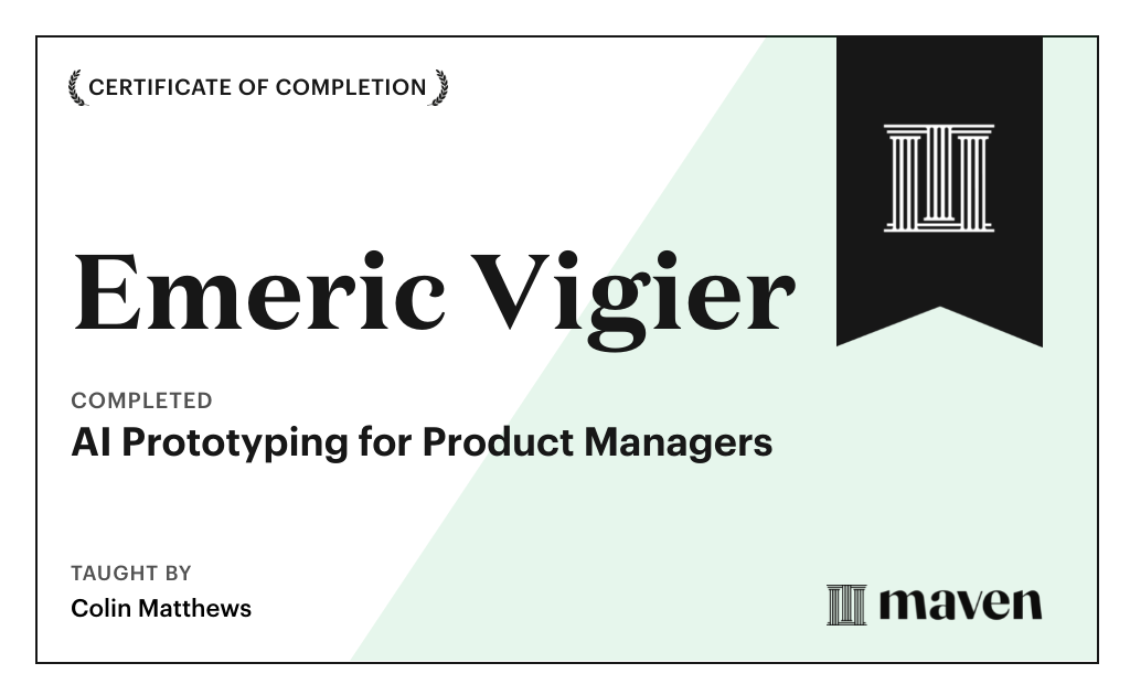 Certificate for AI Prototyping for Product Managers
