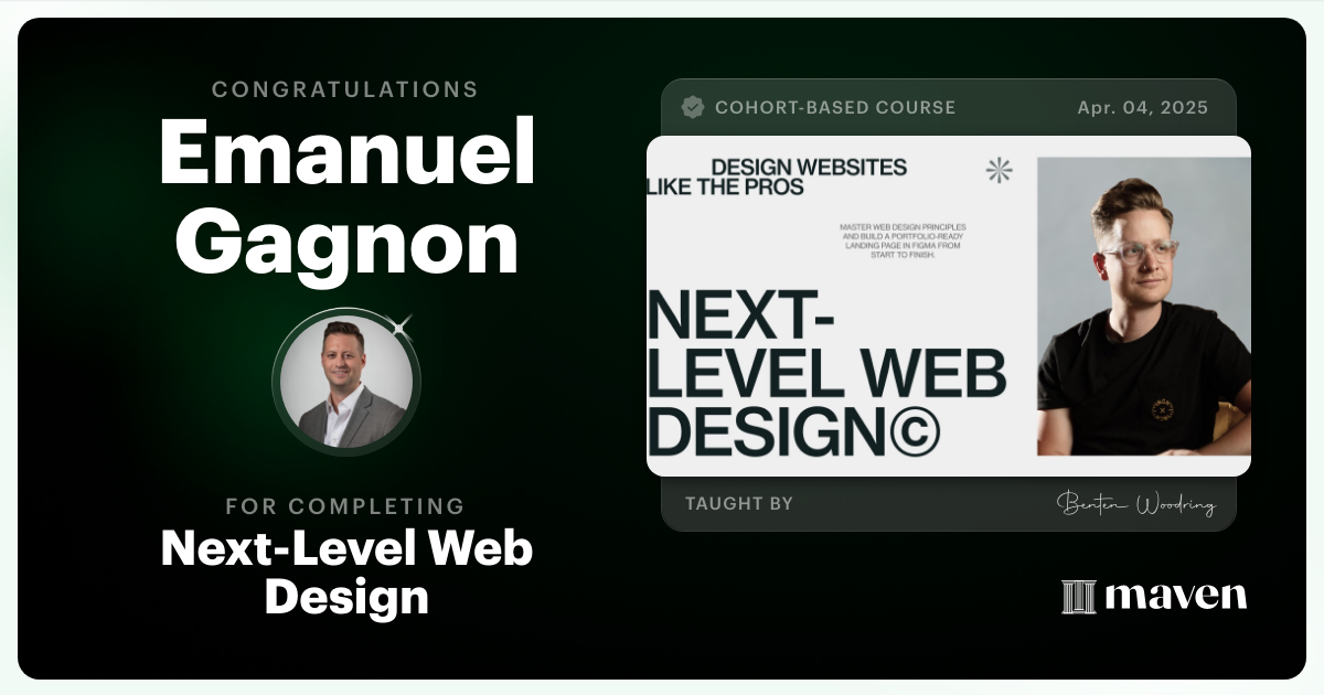 Certificate of Completion for Next-Level Web Design