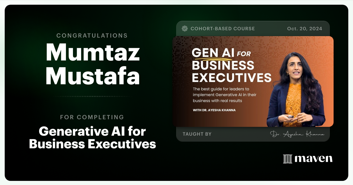 Certificate of Completion for Generative AI for Business Executives