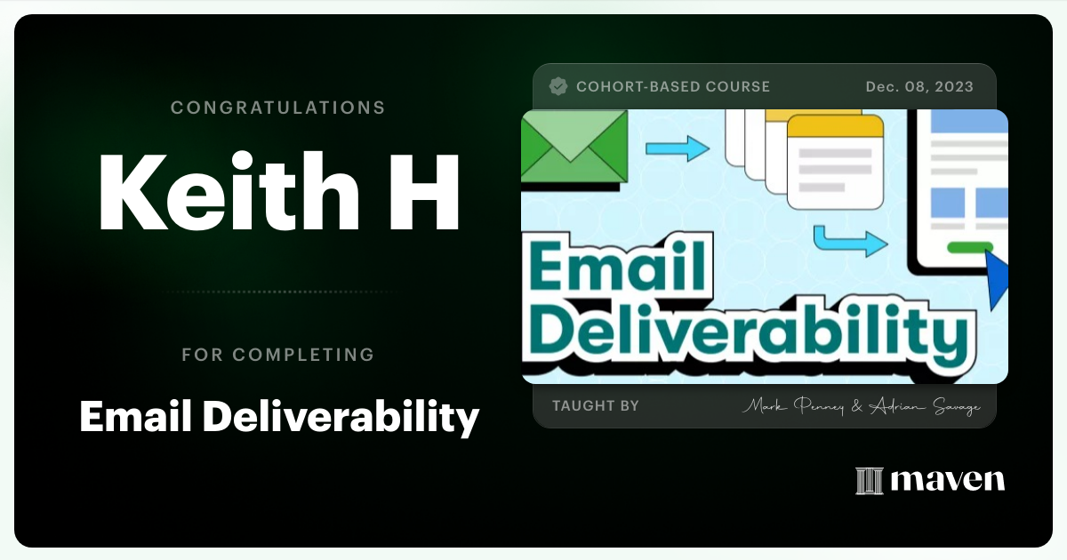 Certificate of Completion for Email Deliverability