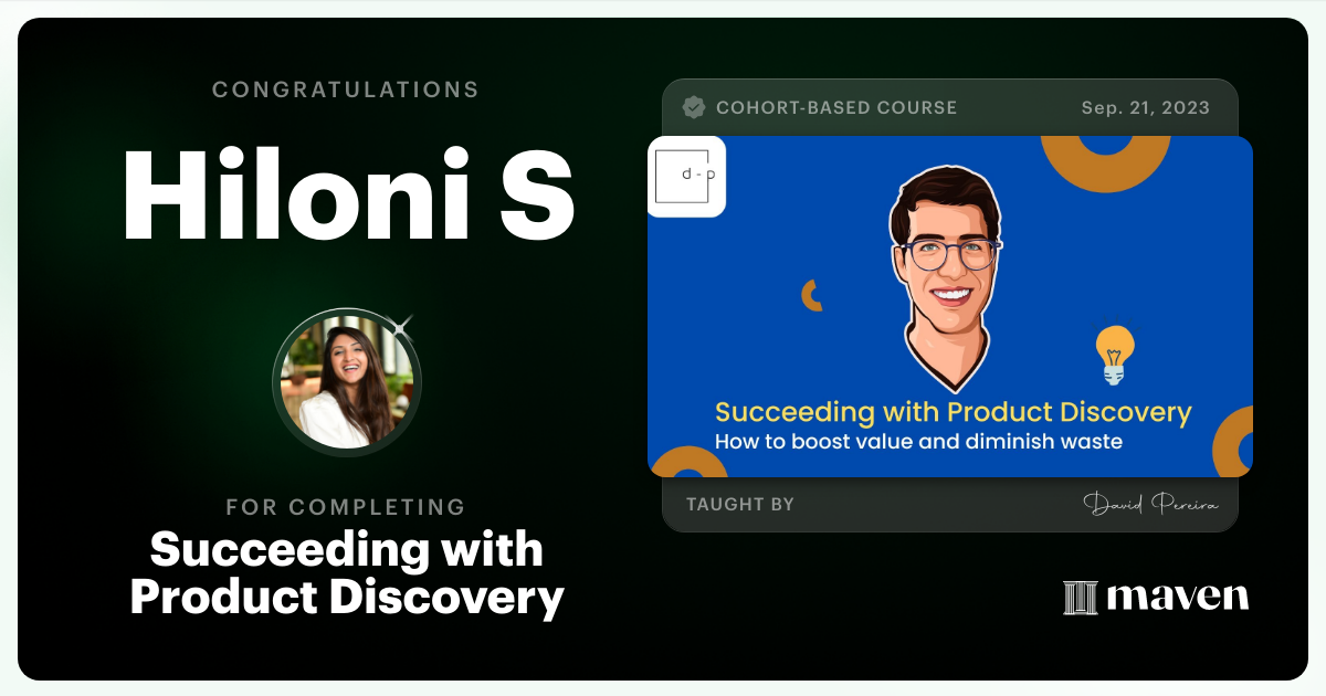 Certificate of Completion for Mastering Product Discovery
