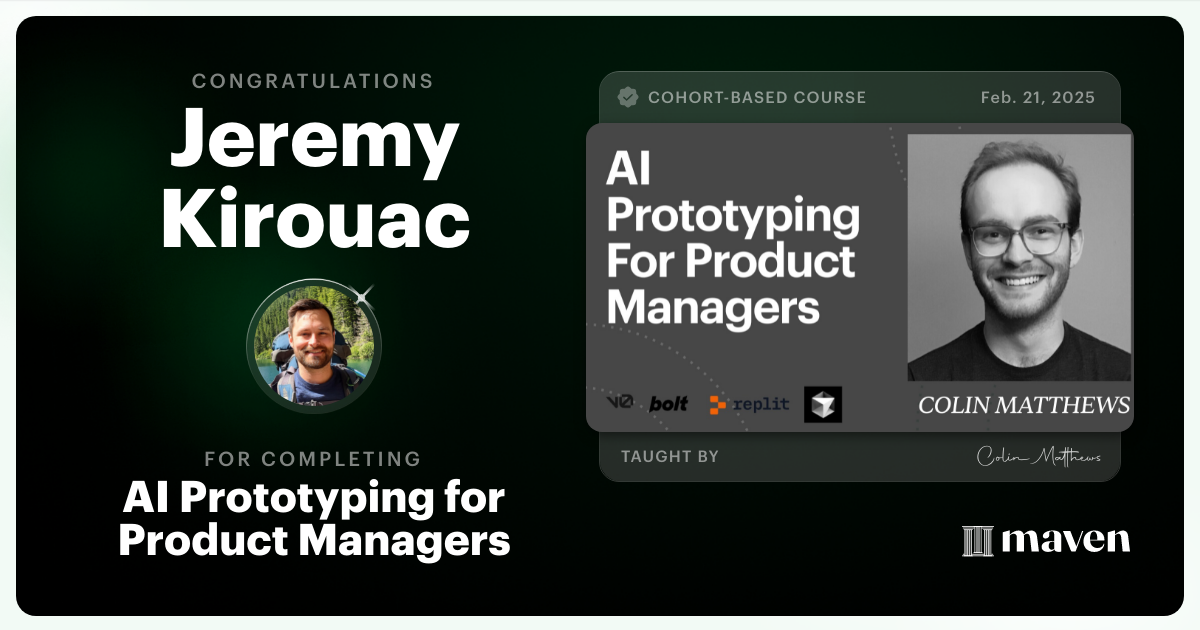 Certificate of Completion for AI Prototyping for Product Managers