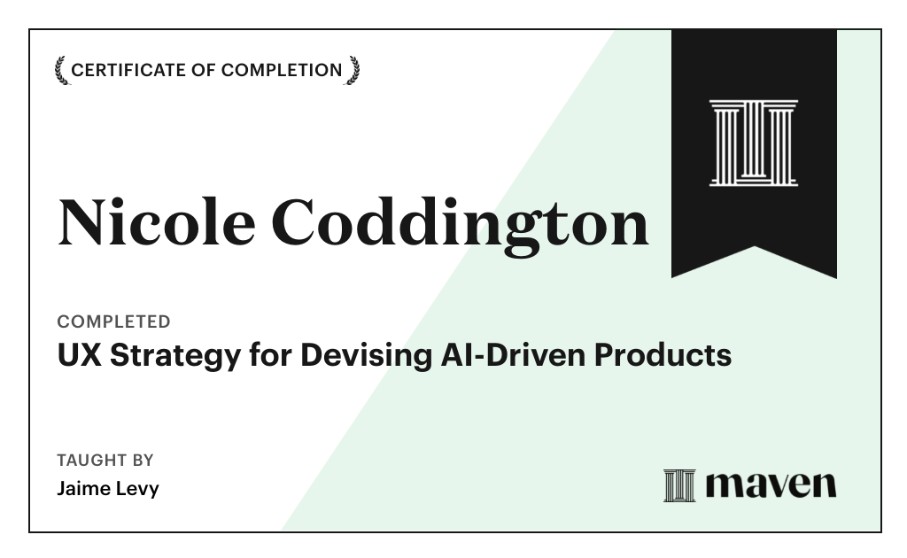 Certificate for UX Strategy for Devising AI-Driven Products