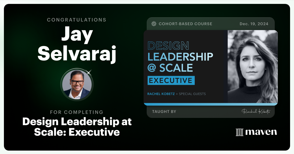 Certificate of Completion for Design Leadership at Scale: Executive