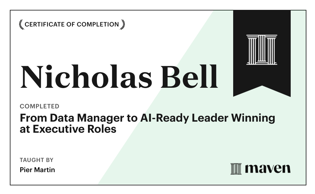 Certificate for From Data Manager to AI-Ready Leader Winning at Executive Roles