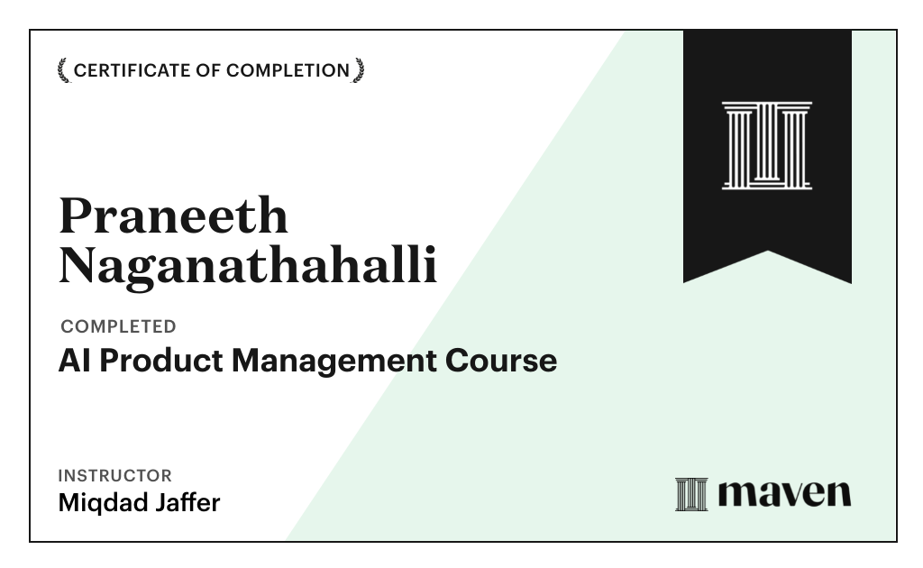 Certificate for AI Product Management Course