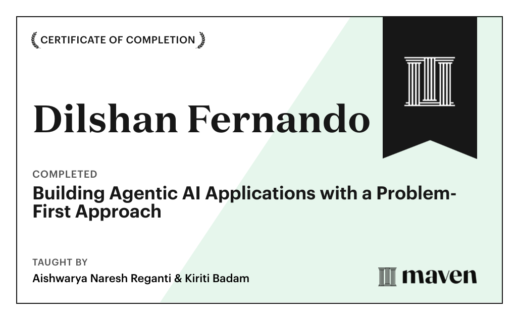Certificate for Building Agentic AI Applications with a Problem-First Approach