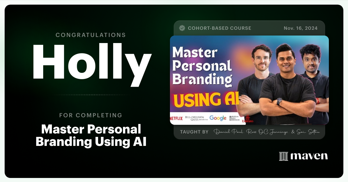 Certificate of Completion for Master Personal Branding on LinkedIn Using AI