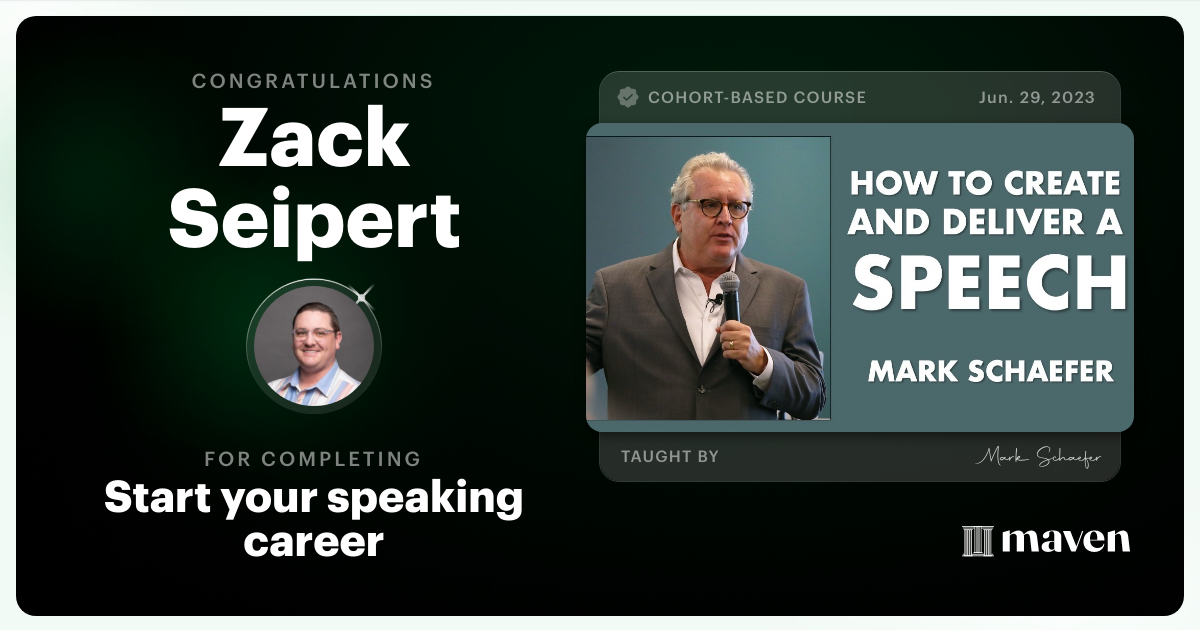 Certificate of Completion for Start your speaking career