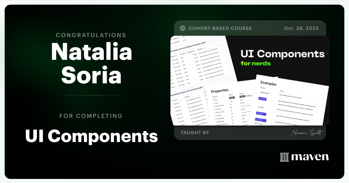 Certificate of Completion for UI Components