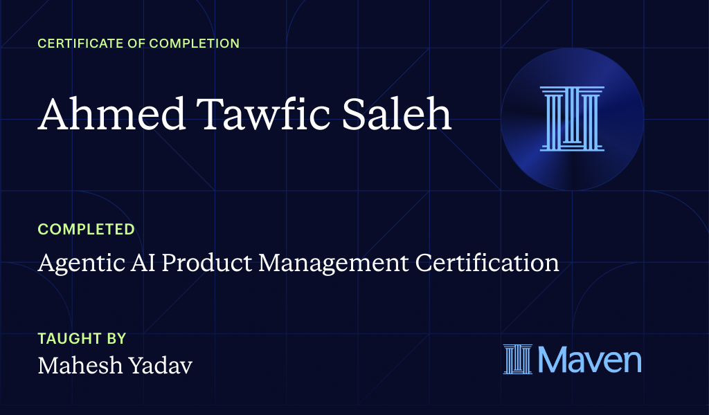 Certificate for Agentic AI Product Management Certification